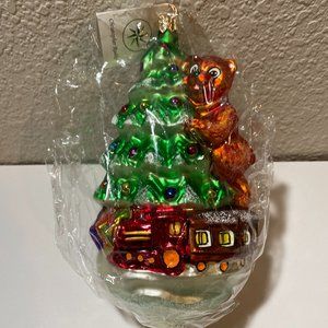 Christopher Radko RIGHT ON TRACK Christmas Tree, Teddy Bear, Train and Presents